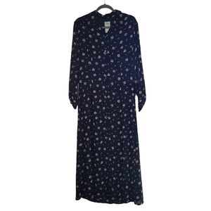 Laura Ashley Vintage Black Pink Floral Buttondown Dress Cottagecore Bridgerton